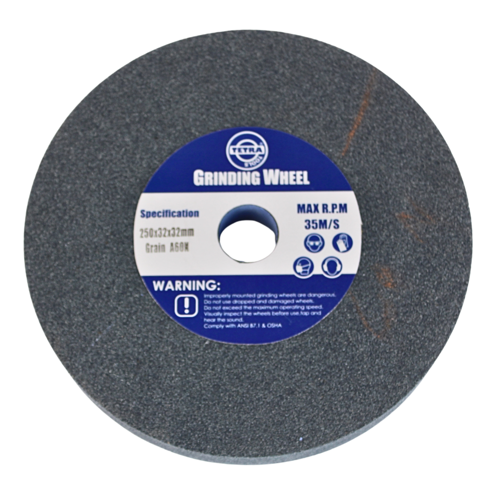 Tetra Abrasive wheel 250 x 32 mm, grit 60, hole 32 mm, Incl reducing bush 16-19-22-25-32mm. IMPA 614820