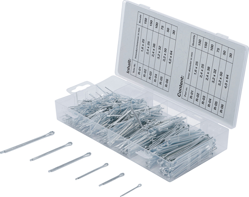 Assortment split pins 1,6-4mm 555-pcs zinc plated IMPA 695801