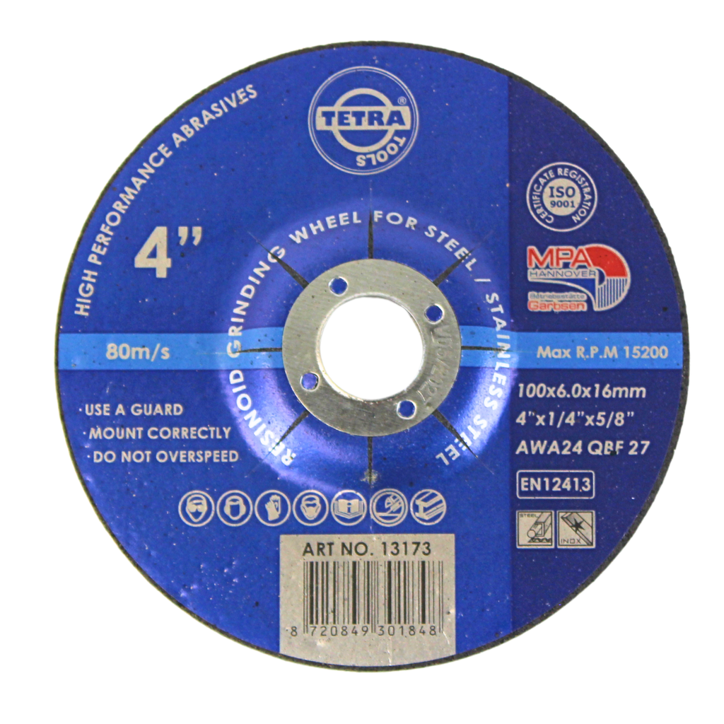 TETRA Afbraamschijf doorgezet 100 x 6 x 16 mm voor staal en roestvaststaal IMPA 614803 