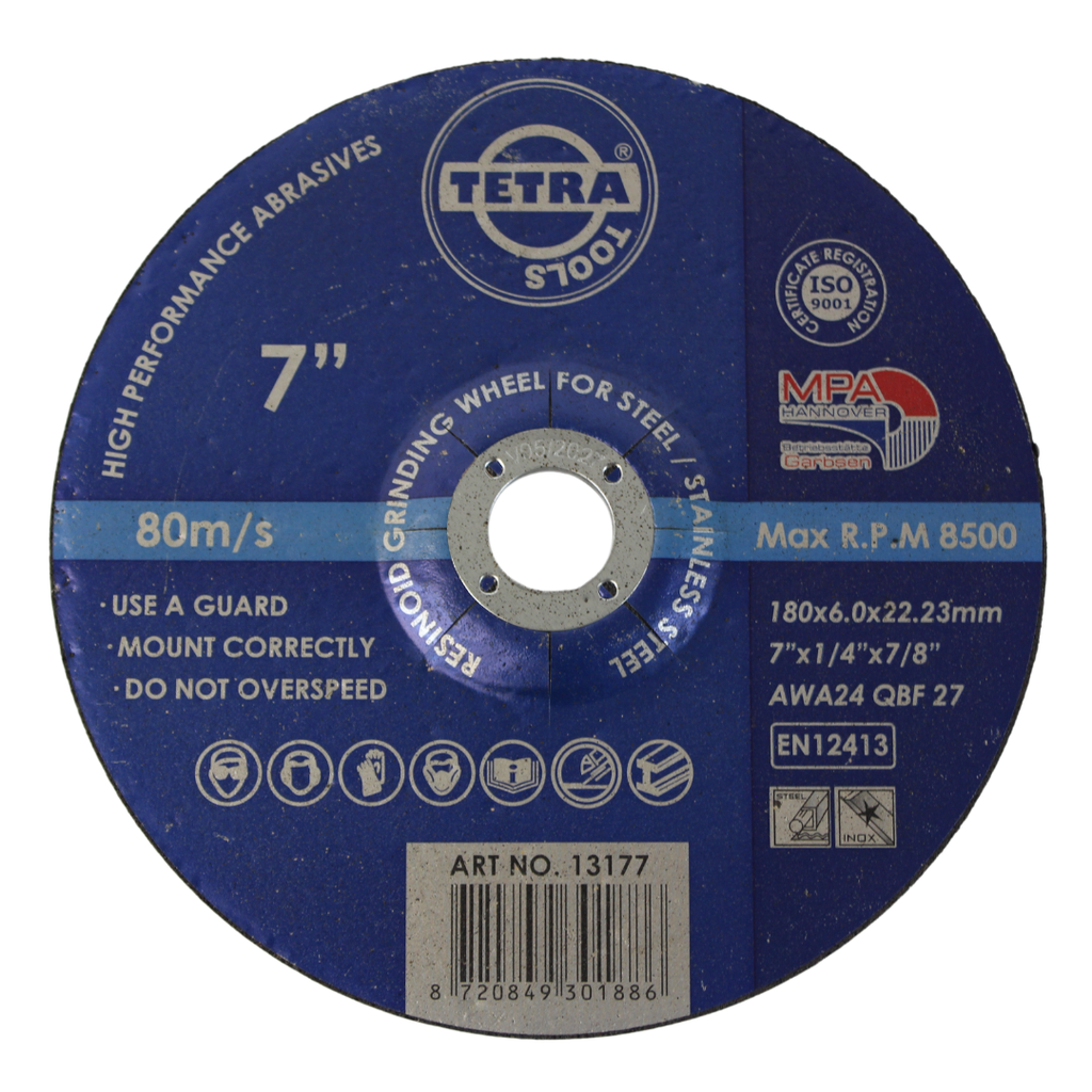 TETRA Resinoid Offset Grinding Wheel, 180 x 6 x 22,2 mm, for steel and SS IMPA 614811