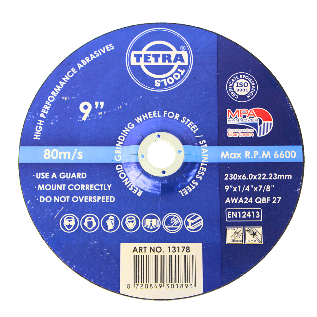 TETRA Resinoid Offset Grinding Wheel, 230 x 6 x 22,2 mm, for steel and SS IMPA 614815