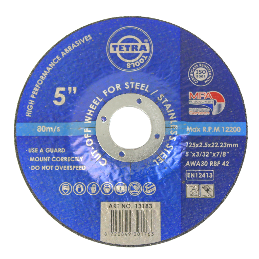 TETRA Resinoid Cut-off wheel, 125 x 2,5 x 22,23 mm, for steel and SS IMPA 614804