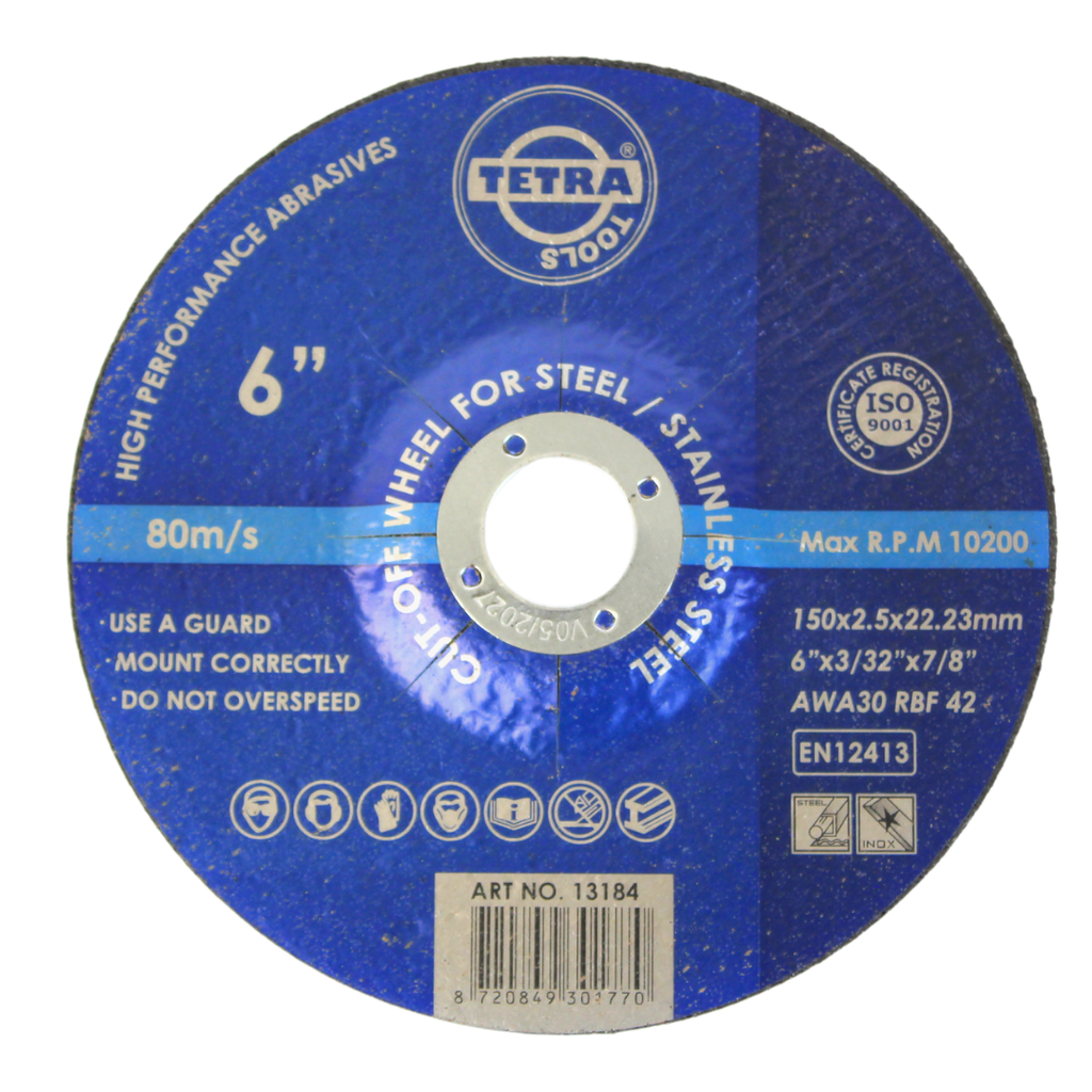 TETRA Resinoid Cut-off wheel, 150 x 2,5 x 22,23 mm, for steel and SS IMPA 614863