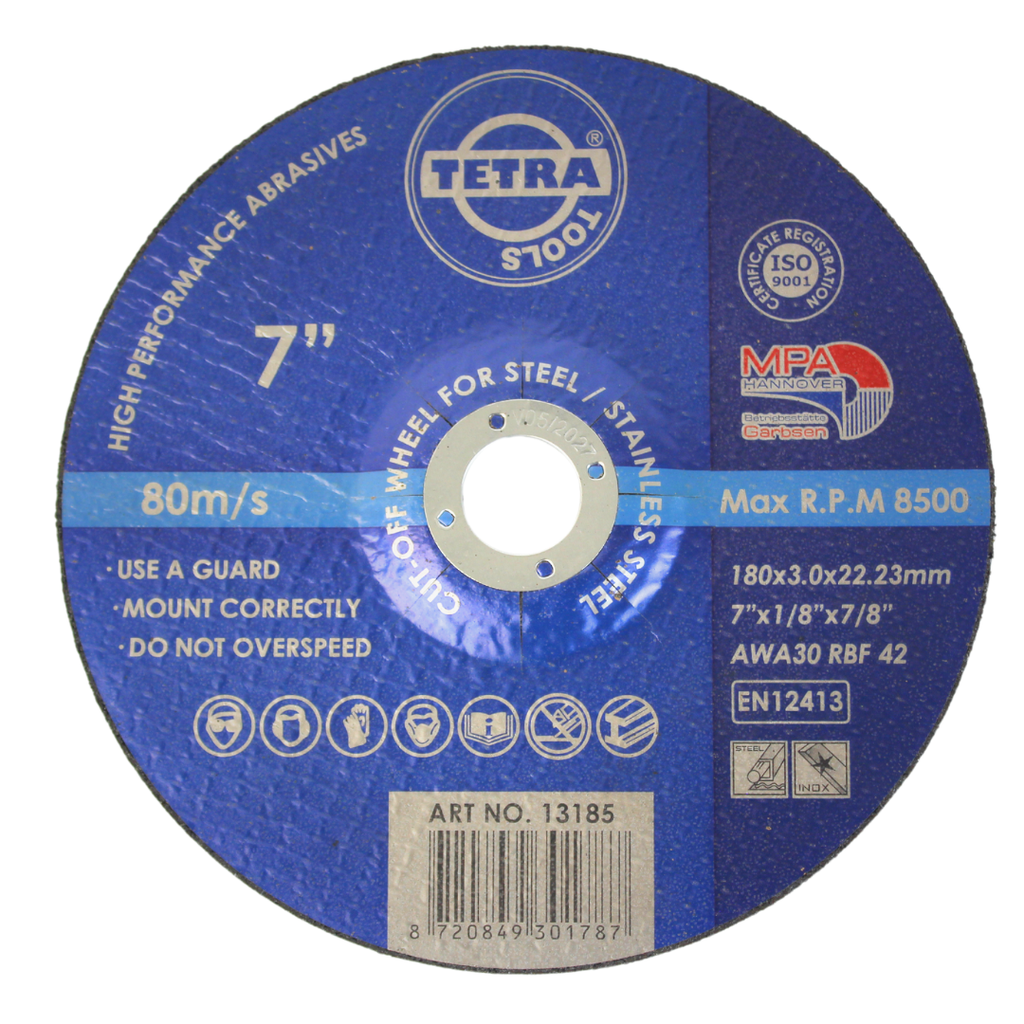 TETRA Resinoid Cut-off wheel, 180 x 3,0 x 22,23 mm, for steel and SS IMPA 614864