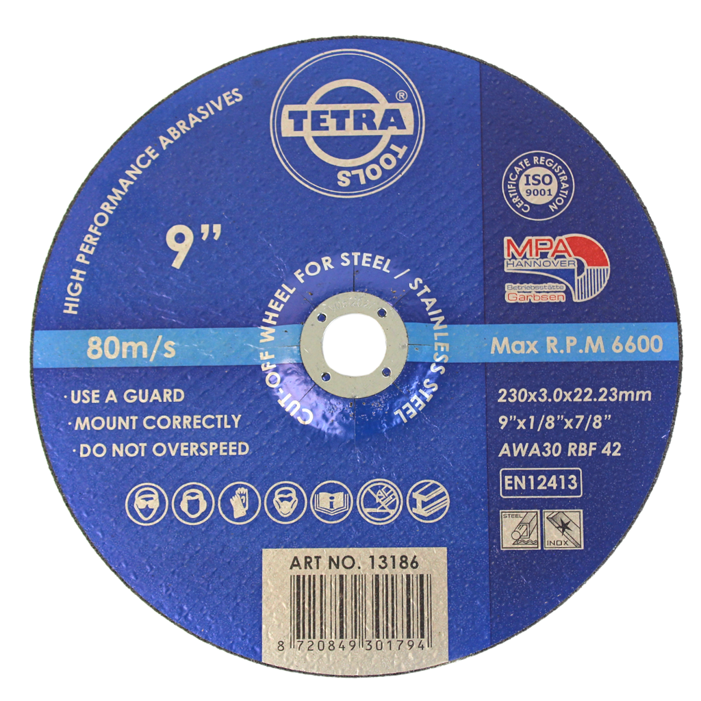 TETRA Resinoid Cut-off wheel, 230 x 3,0 x 22,23 mm, for steel and SS IMPA 614870