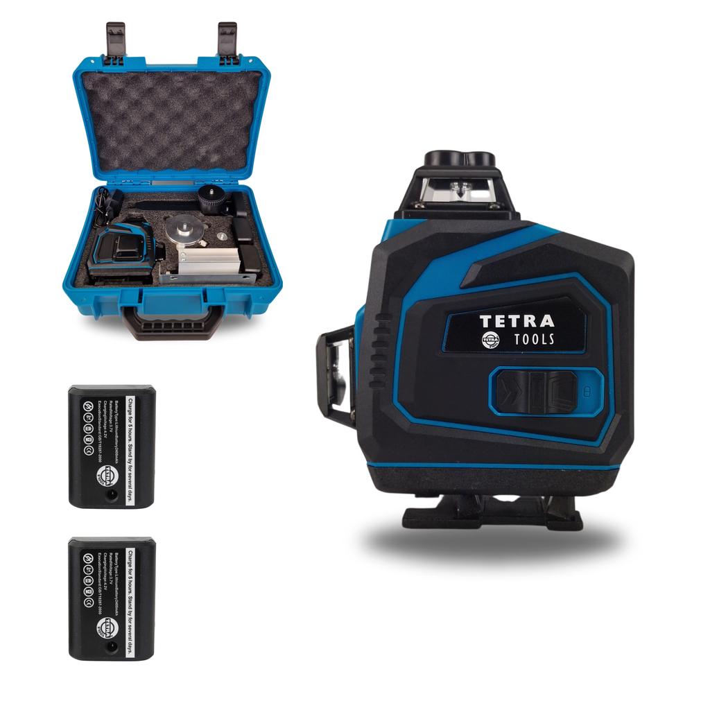TETRA Kruislijnlaser 4D - 4 tot 16 Lijnen - Zelf Nivellerend - Inclusief Koffer - 2 Batterijen - Groen