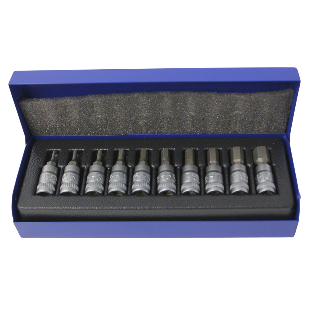 TETRA Hexagon Bit Set 1/4"  10-pcs  2, 2.5, 3, 4, 5, 5.5, 6, 7, 8, 10 mm, IMPA 611287