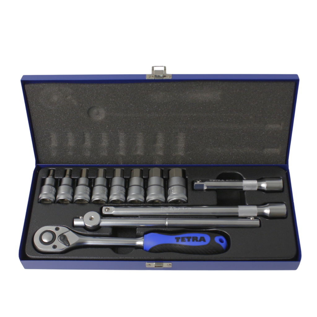 TETRA Hexagon Bit Set  WITH TOOLS 1/2"  12-pcs 5, 6, 8, 10, 12, 14, 17,19 mm. IMPA 611288