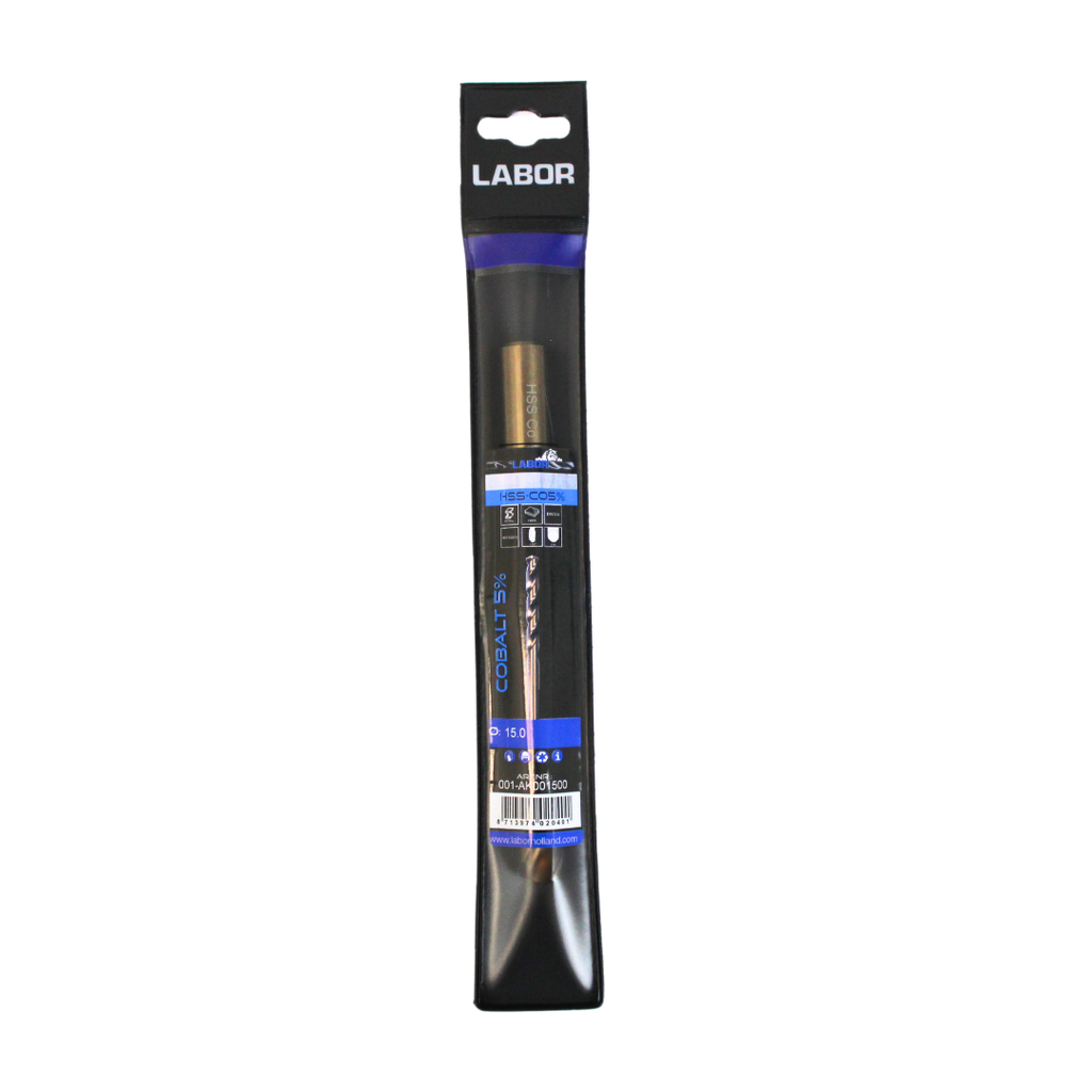 Labor Twist Drill HSS-Cobalt 5% Straight shank DIN338. 15.0MM.