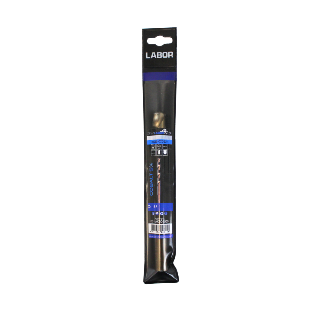 Labor Twist Drill HSS-Cobalt 5% Straight shank DIN338. 15.5MM.