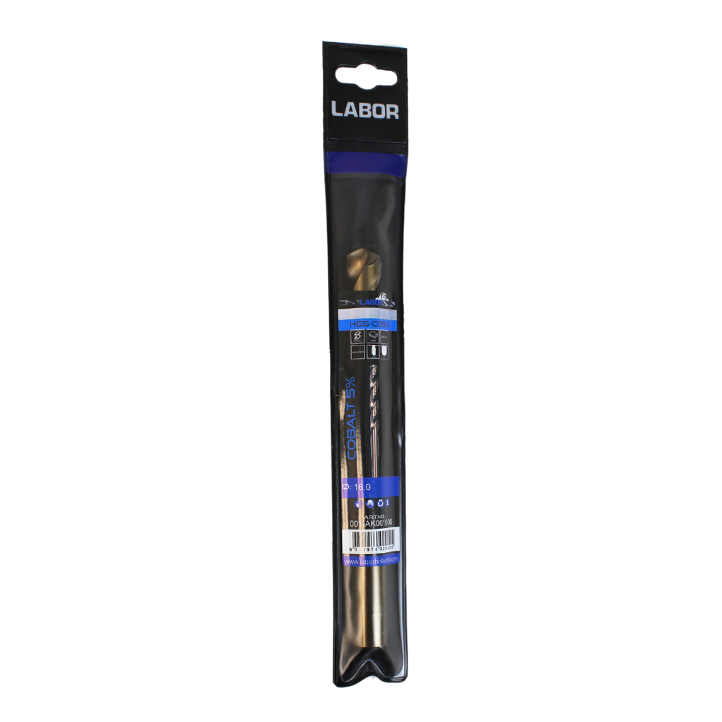 Labor Twist Drill HSS-Cobalt 5% Straight shank DIN338. 16.0MM.
