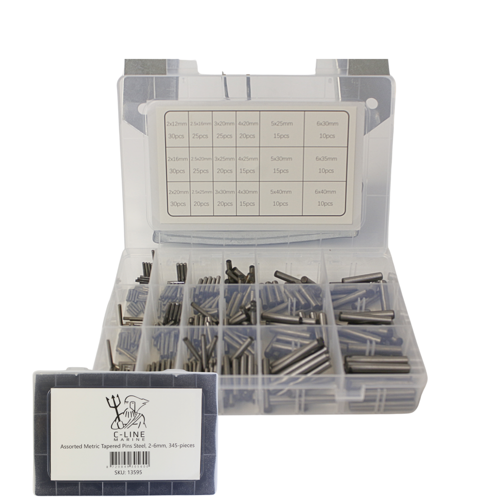 Assortment Dowel Metric Tapered Pins Steel. 2-6MM. 345-pieces. IMPA 695652
