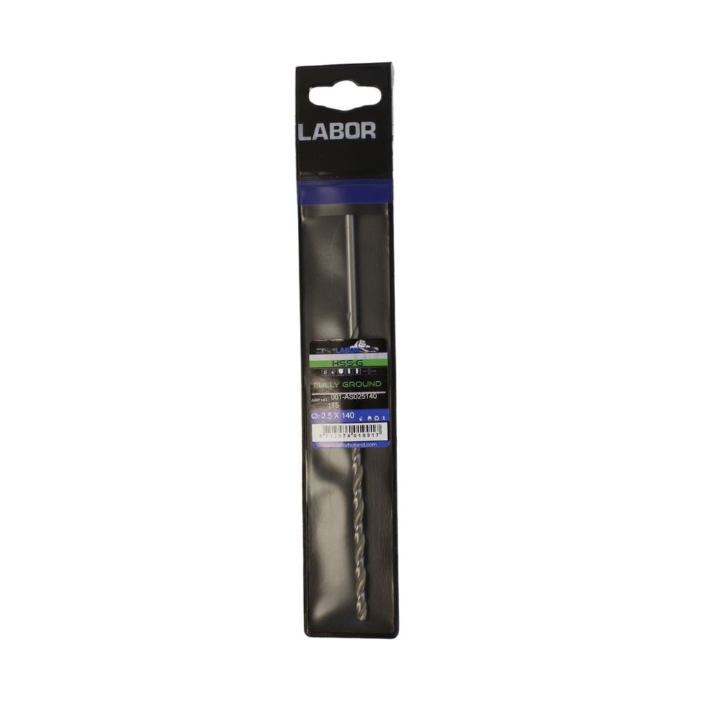 Labor Twist Drill Long HSS- Fully ground with splitpoint 2.5X95/140MM, DIN1869. IMPA 630404 