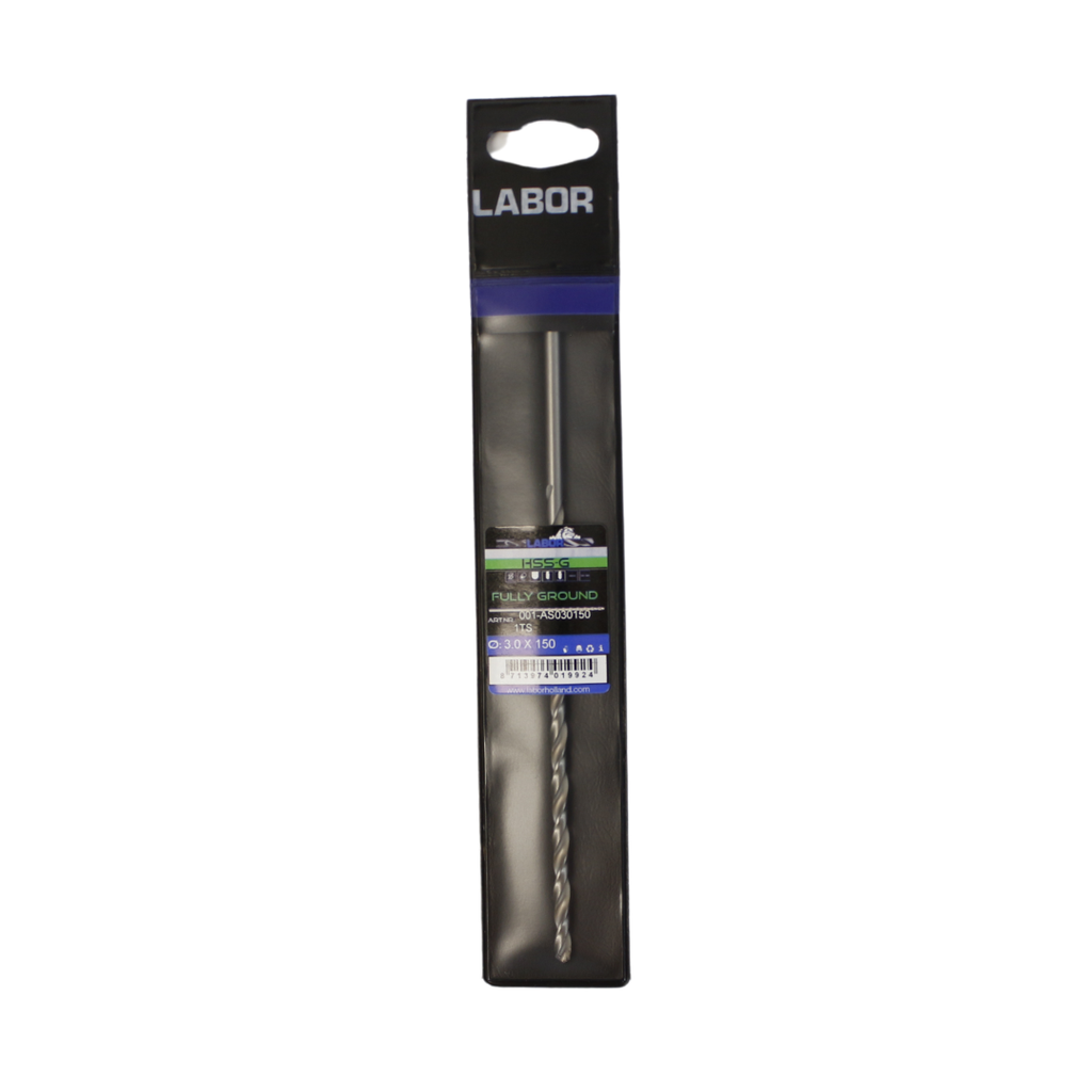 Labor Twist Drill Long HSS- Fully ground with splitpoint 3.0X100/150MM, DIN1869. IMPA 630405 