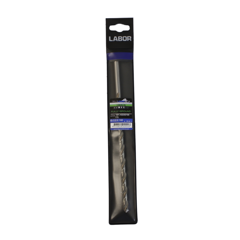 Labor Twist Drill Long HSS- Fully ground with splitpoint 5.0X135/195MM, DIN1869. IMPA 630409