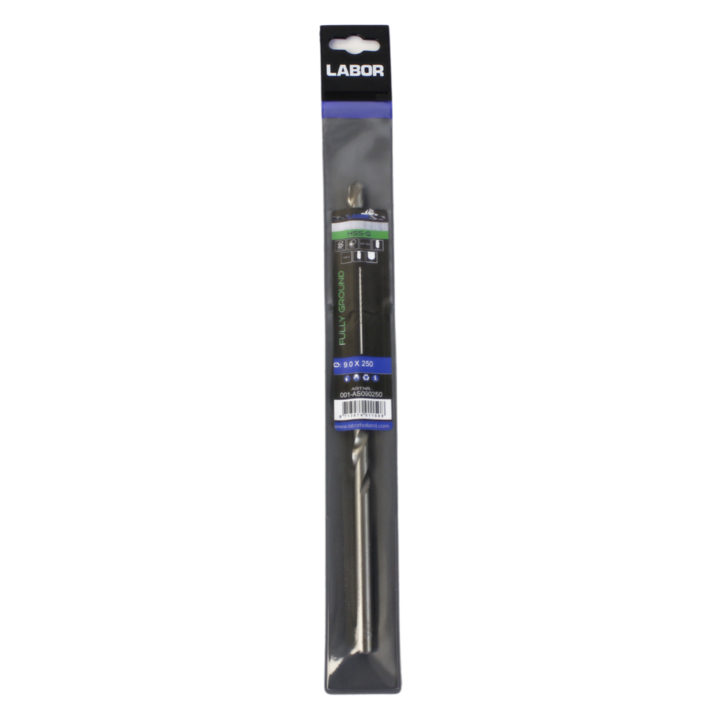 Labor Twist Drill Long HSS- Fully ground with splitpoint 9.0X175/250MM, DIN1869. IMPA 630417