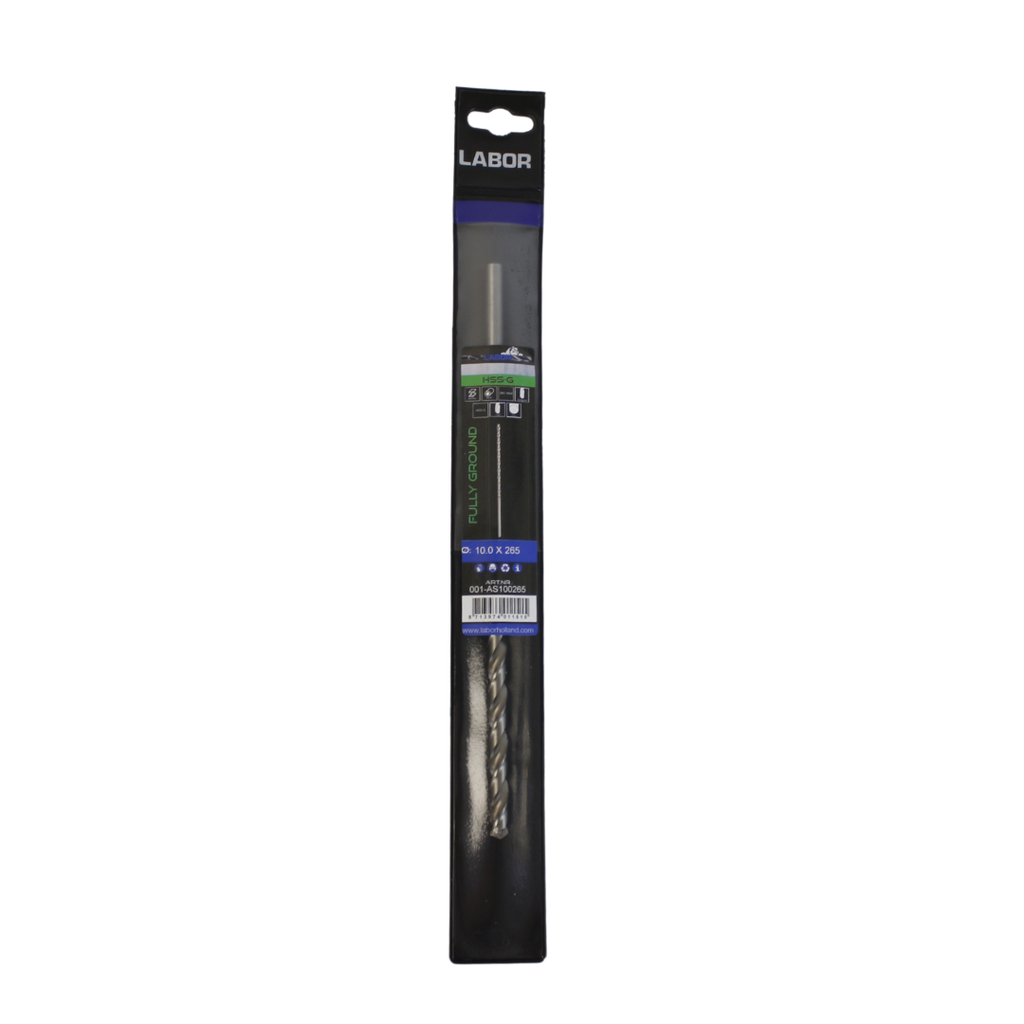 Labor Twist Drill Long HSS- Fully ground with splitpoint 10.0X185/265MM, DIN1869. IMPA 630419