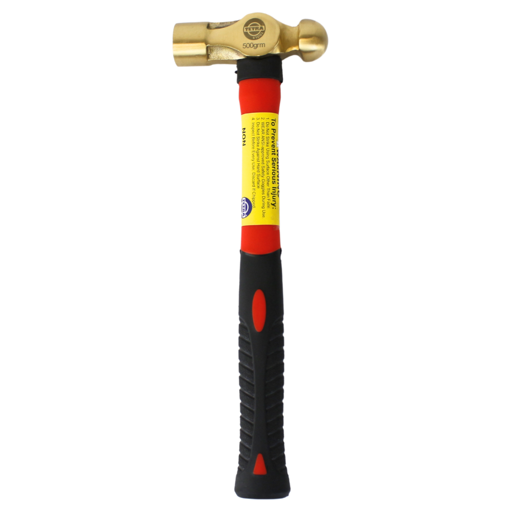 TETRA Ball pein hammer with fibreglass handle 500gr.  Brass Non-Spark IMPA 615704