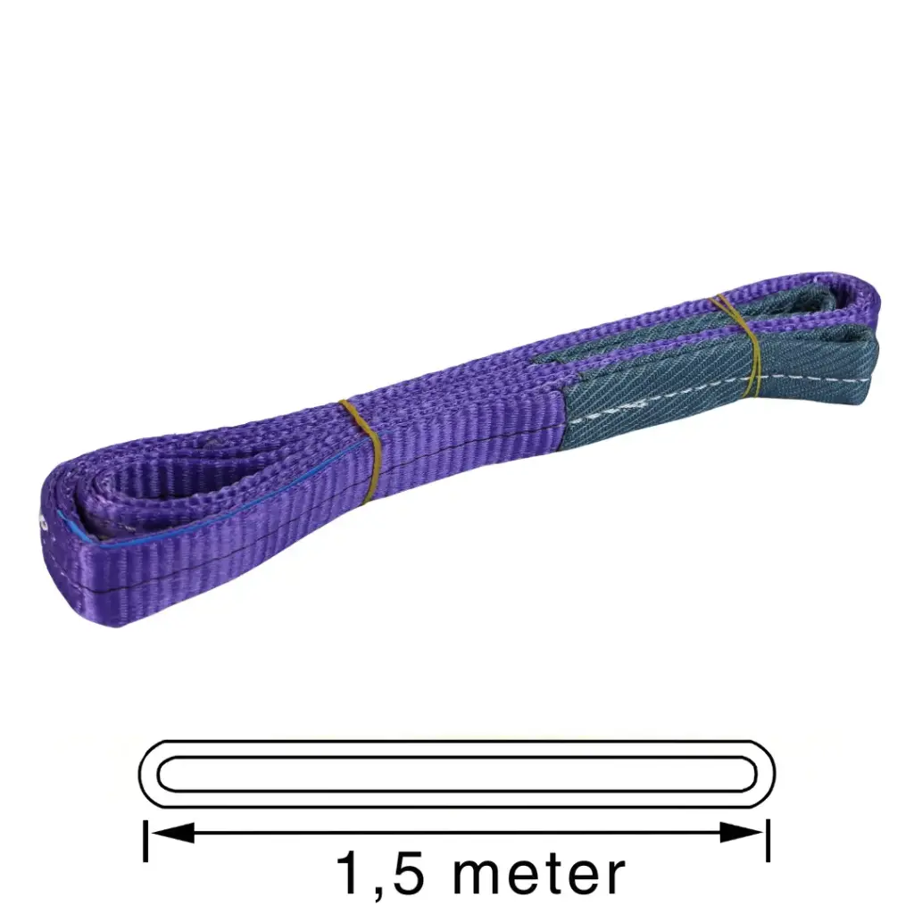 TETRA WSB-1T1,5M, Polyester hijsband, Werklast 1 ton, Lengte 1,5 m, Veiligheidsfactor 7:1, EN1492-1. IMPA 232195