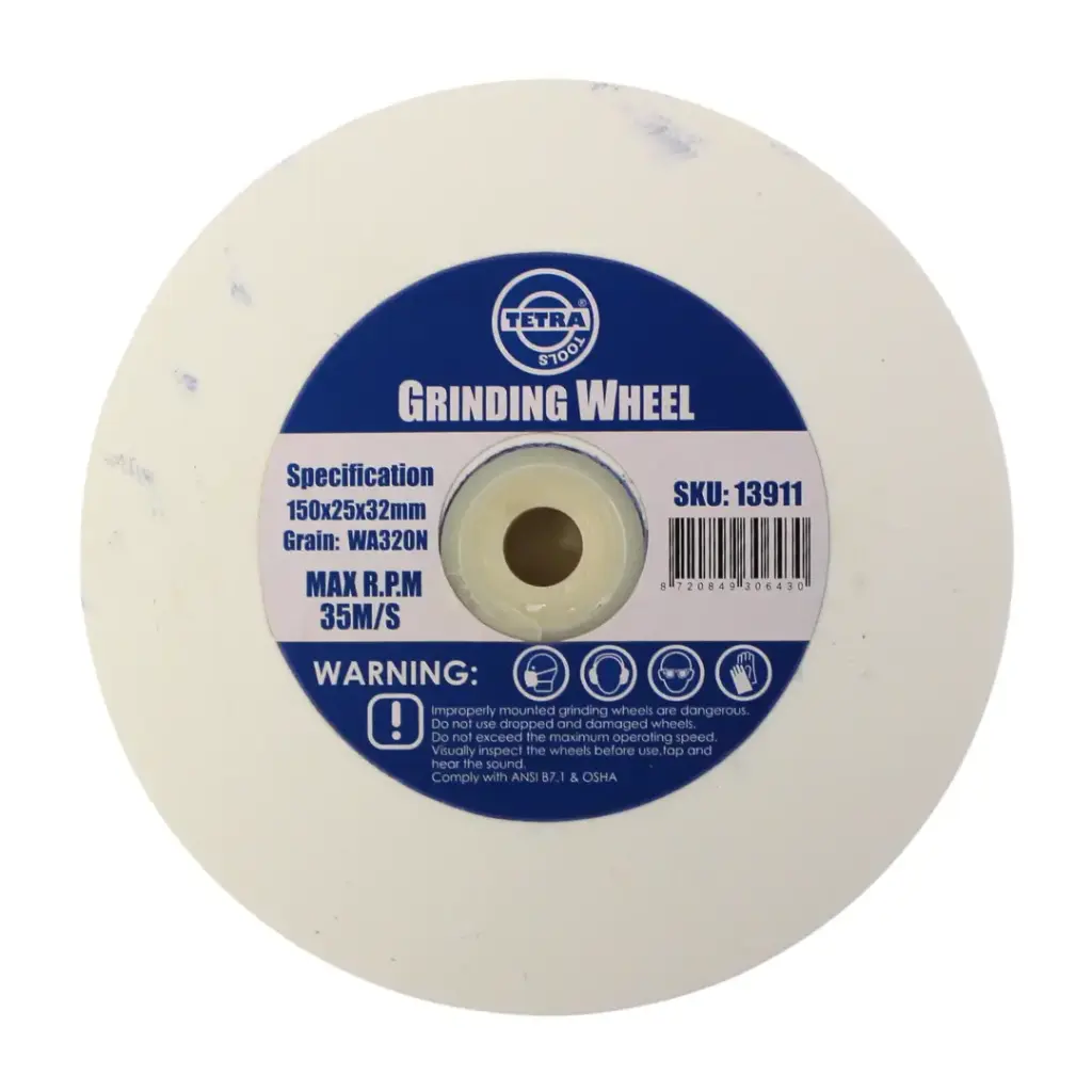 Tetra Abrasive wheel 150 x 25 mm, grit 320, hole 32 mm, Incl reducing bush 16-19-22-25-32mm. IMPA 614820