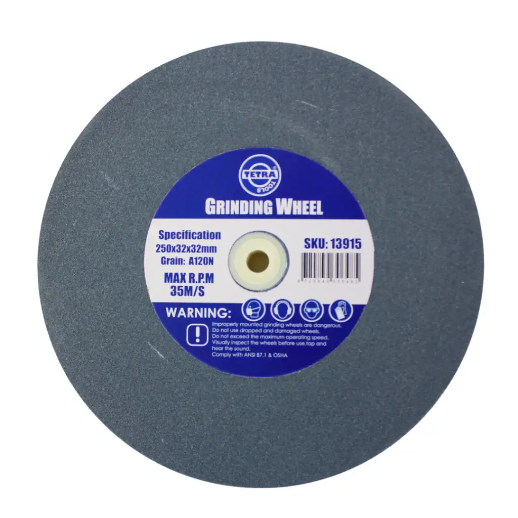 TETRA Rechte slijpsteen 250 x 32 mm, korrel 120, asgat 32 mm, Incl verloopset 16-19-22-25-32mm. IMPA 614820 