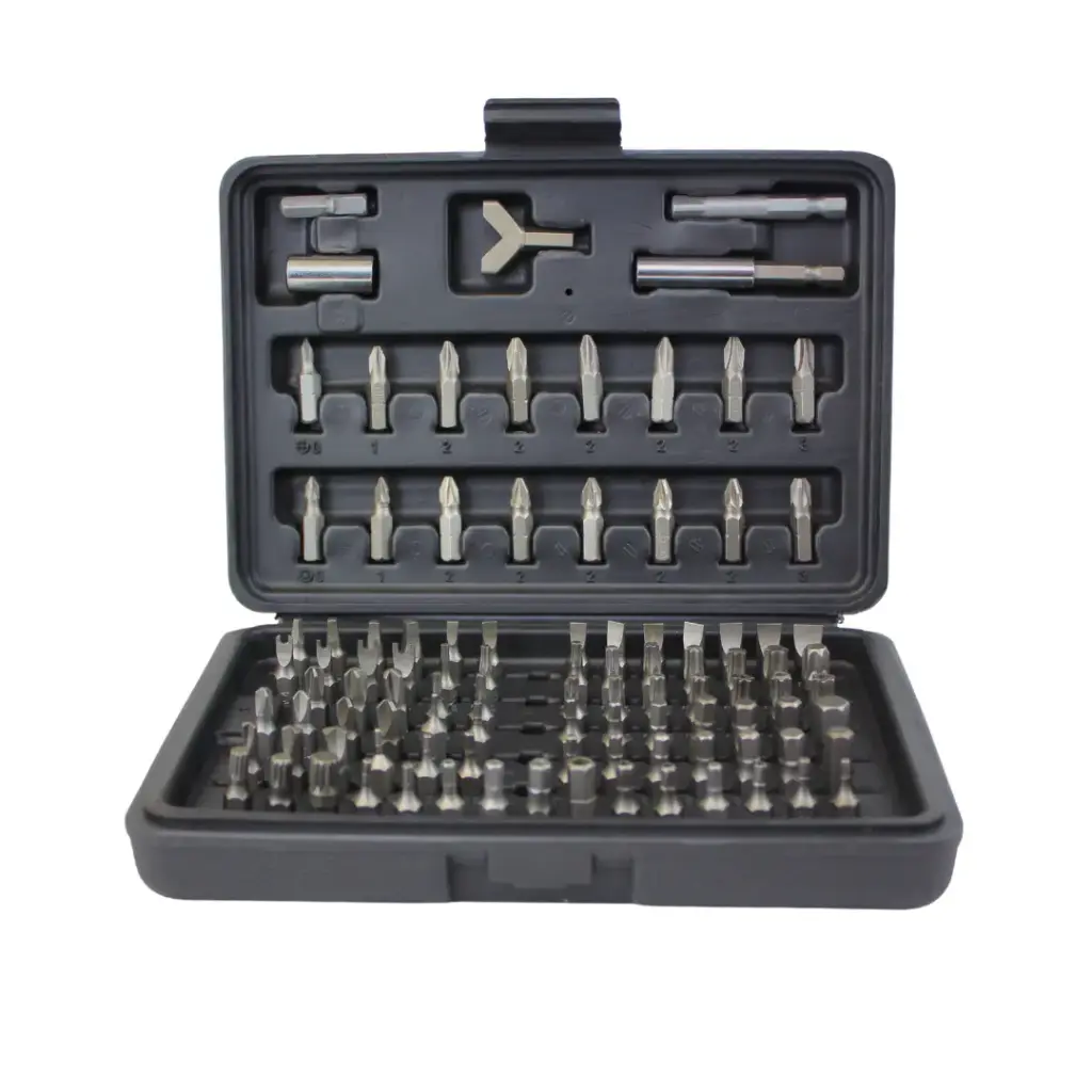 C-Line 100 pcs Screwdriver Bitset in plastic case. Pozidrive, Phillips, Slotted, Hexagon, Torx.
