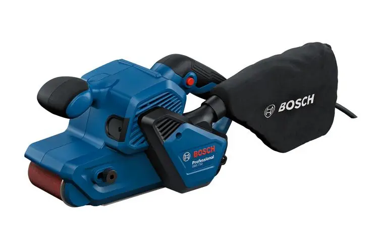 Bosch GBS 750, Elektrische Bandschuurmachine met stofzak,  220V, 850W.