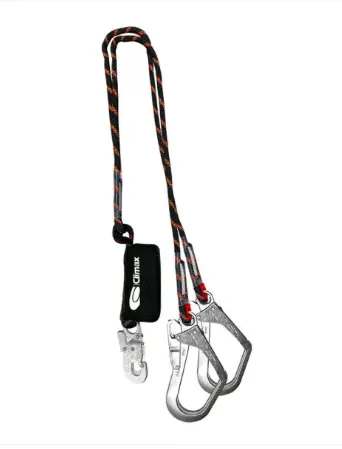 Climax 35 SEMI, Dubbele vanglijn met valdemper, 2 x 51 mm steigerhaak, 1 x 18 mm snap-hook, EN355, ATEX zone 1 & 2, IMPA 311538