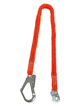 Climax 47-A, Single elastic lanyard with energy absorber, 1 x 51 mm scaffolding hook, 1 x 18 mm snaphook, EN355, IMPA 311535
