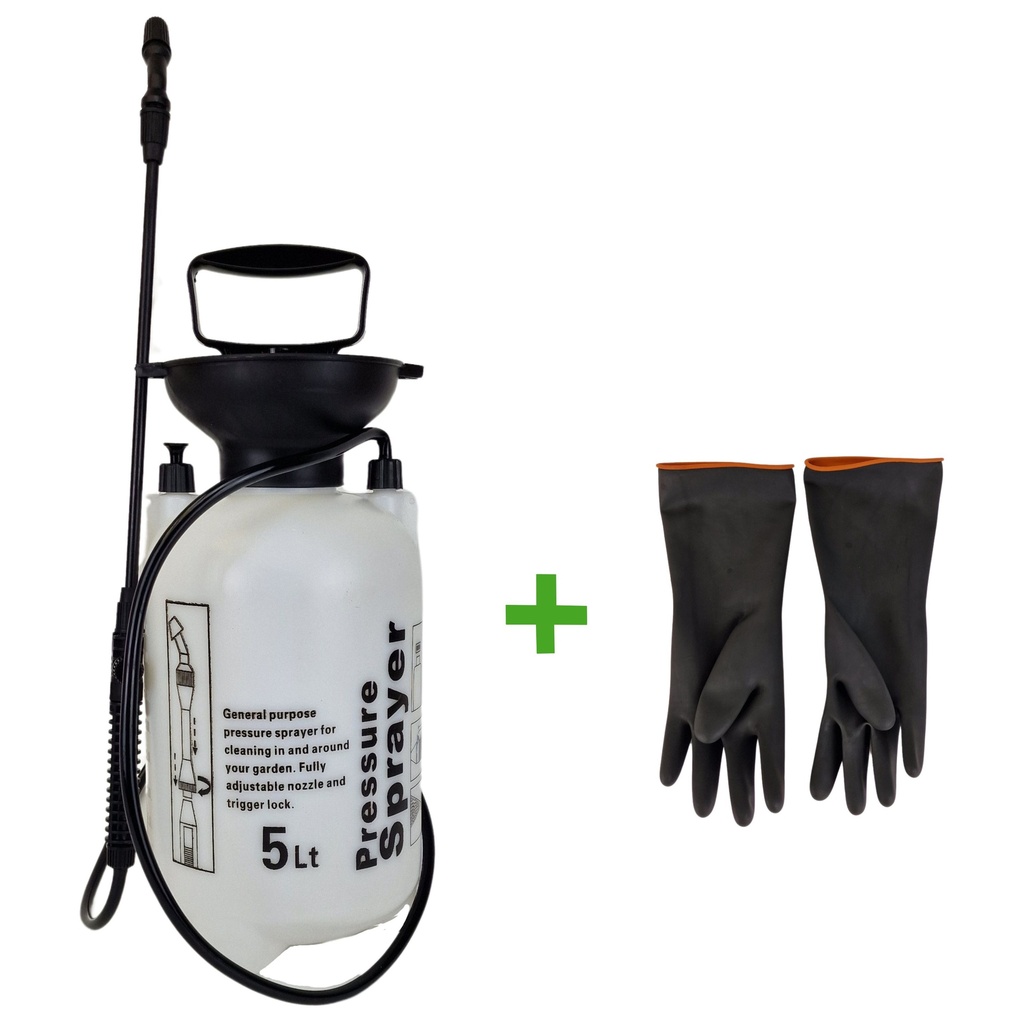 [12889] TETRA chemie en zuurbestendige industriële drukspuit, 5 L reservoir, inclusief slang, spuitlans, handschoenen en reserve viton-seals, IMPA 550661
