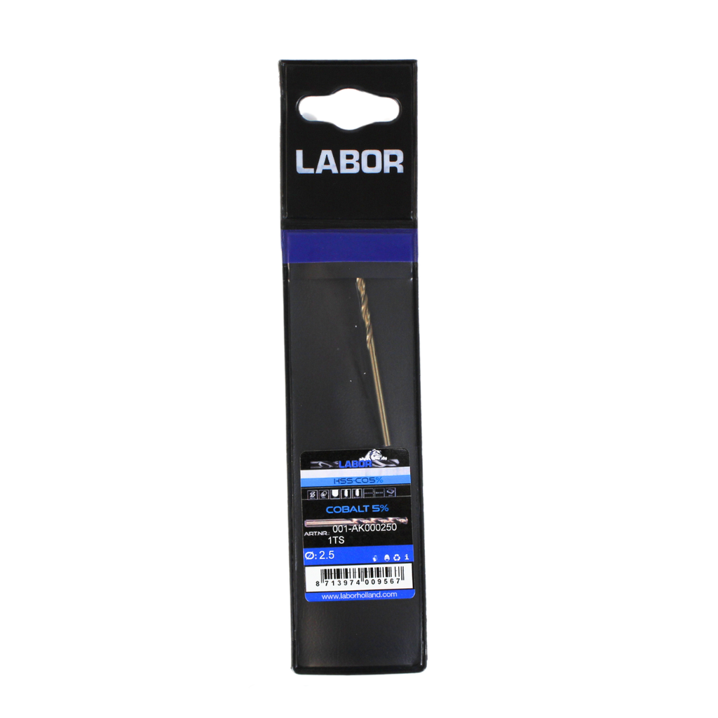 [13563] Labor Twist Drill HSS-Cobalt 5% Straight shank DIN338. 2.5MM, IMPA 630209