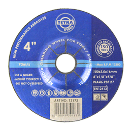 [13172] TETRA Resinoid Offset Grinding Wheel, 100 x 3 x 16 mm, for steel and SS IMPA 614801[11337.0](0.59)