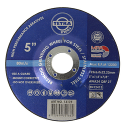 [13175] TETRA Resinoid Offset Grinding Wheel, 125 x 6 x 22,2 mm, for steel and SS IMPA 614806[1407.0](1.1)