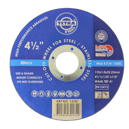 [13181] TETRA Resinoid Cut-off wheel, 115 x 1,0 x 22,23 mm, for steel and SS.[1875.0](0.65)