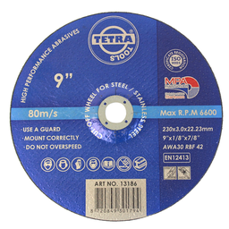 [13186] TETRA Doorslijpschijf 230 x 3,0 x 22,23 mm voor staal en roestvaststaal IMPA 614870 [3185.0](2.15)