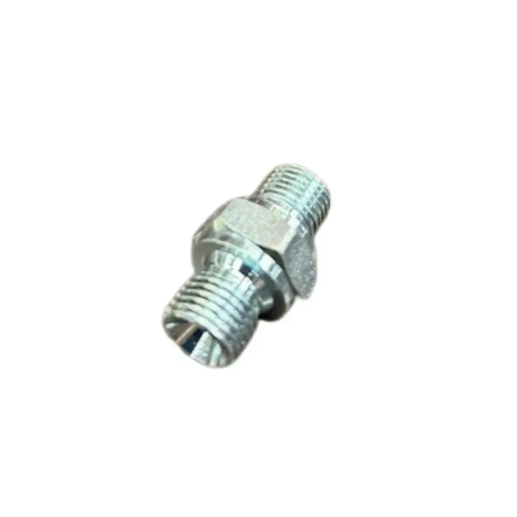 [8365] Adapter, 1/4"- 1/4" BSP male, 60 deg conus, verzinkt staal, 450 Bar (voor verf)