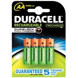 [8055] Duracell DX1500 - AA oplaadbare NiMh batterij, 2400 mAh, set = 4 stuks, IMPA 792456[43.0](12.86)