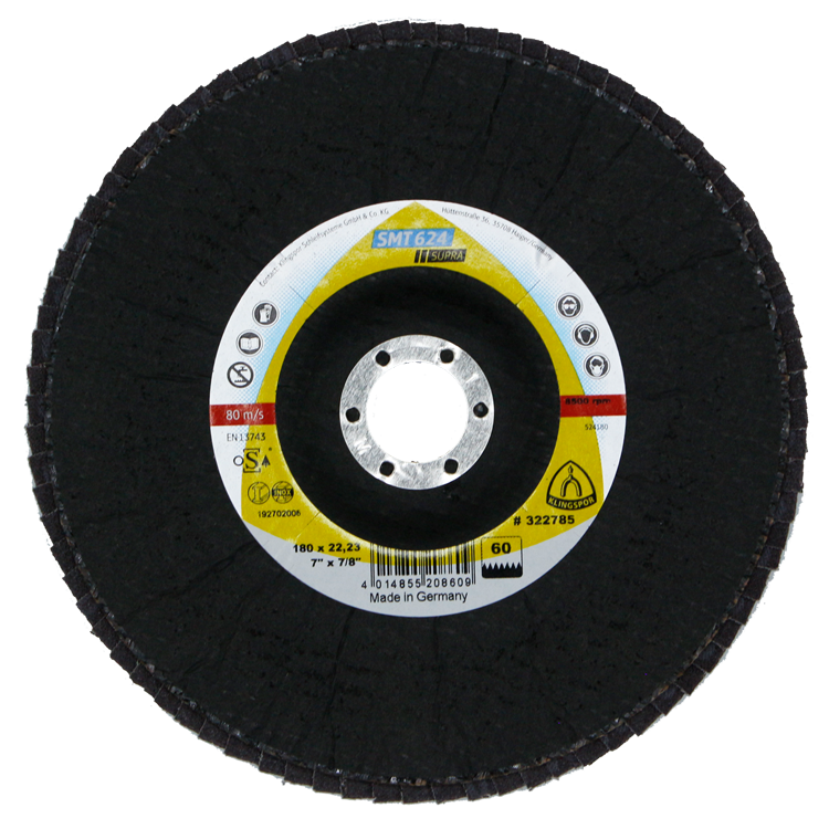 [7322] Klingspor Flapdisc / mopdisc, 180 x 22,5 mm, K60, for steel and stainless steel[106.0](6.42)