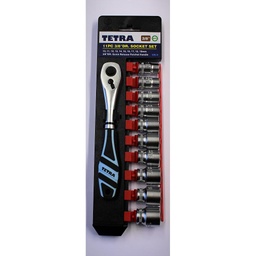 [9970] Dopsleutelset, 9 mm (3/8"), 11 pcs,  10, 11, 12, 13, 14, 15, 16, 17, 18, 19, 21 mm,  IMPA 610114[132.0](12.76)