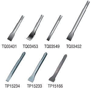 [3553] NITTO, beitel voor pneumatische beitelmachine CH-24, gebogen blad, 155 x 30 mm, Vierkante aansluiting TP-15166-0, IMPA 590533 