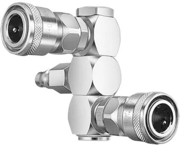[6100] NITTO, rotary line coupler RT-type,steel chrome plated, inlet 1x20PF, outlet 2x20SH, IMPA 351656 [2.0](75.39)