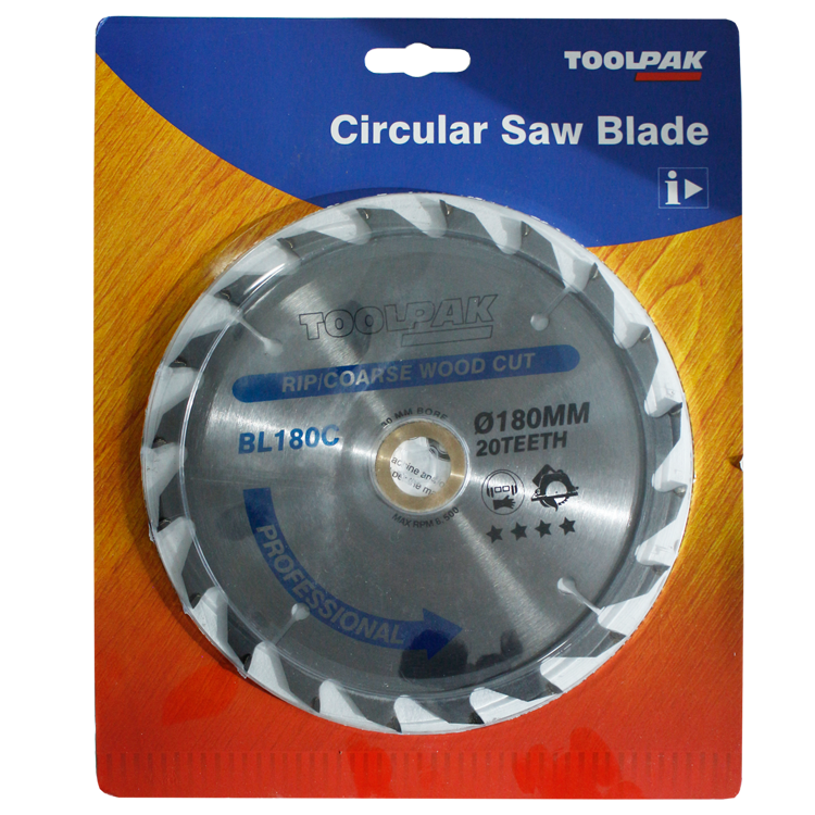 [5627] Saw blade for Circular saw, Diam 180 mm, 20 teeth, hole 30, spacer to 20mm and 16mm 