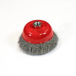 [1871] Wire Cup Brush, plaited/knot type, 125 mm dia, nut 5/8" thread, stainless steel[81.0](12.5)