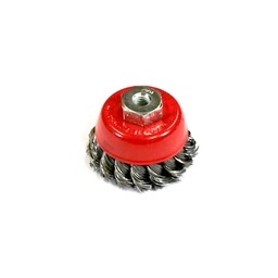 [3021] Wire Cup Brush, plaited/knot type, 65 mm dia, nut M10 thread, stainless steel[143.0](5.5)