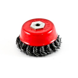 [3044] Wire Cup Brush, plaited/knot type, 75 mm dia, 5/16" (8 mm) arbor (incl. mounting bolt), steel[5580.0](2.77)