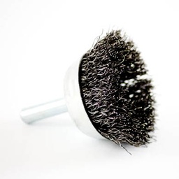 [3229] Wire Cup Brush, shaft welded type, standard/crimped, 40 mm dia, 6 mm shaft, steel[223.0](0.9)
