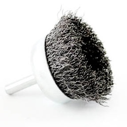 [1884] Wire Cup Brush, shaft welded type, standard/crimped, 50 mm dia, 6 mm shaft, steel, IMPA 510787[453.0](1.21)