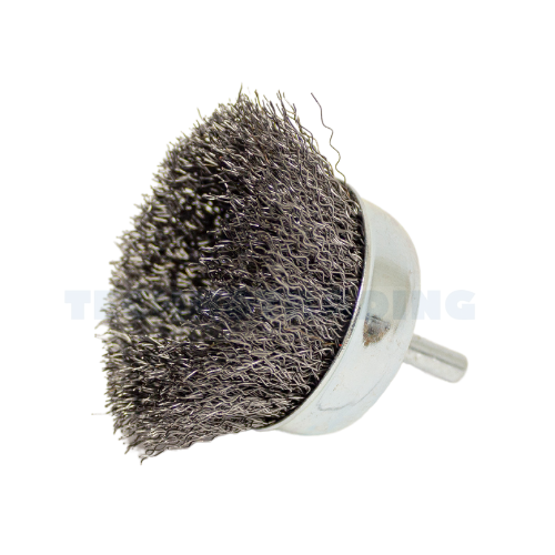 [3230] Wire Cup Brush, shaft welded type, standard/crimped, 60 mm dia, 6 mm shaft, steel[264.0](1.2)