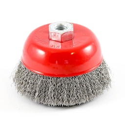 [3008] Wire Cup Brush, standard/crimped, 100 mm dia, nut M14 thread, stainless steel[318.0](6.3)