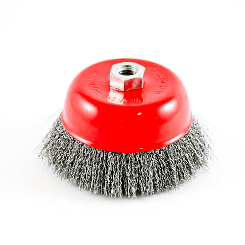 [3012] Wire Cup Brush, standard/crimped, 125 mm dia, nut 5/8" thread, steel